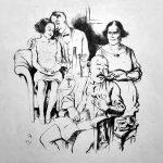 Alfred Springer, Familientreffen, Lithografie, 1928