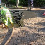Wasserrohrbruch Hochhäuser Eulerweg. Foto: Pressestelle Griesheim